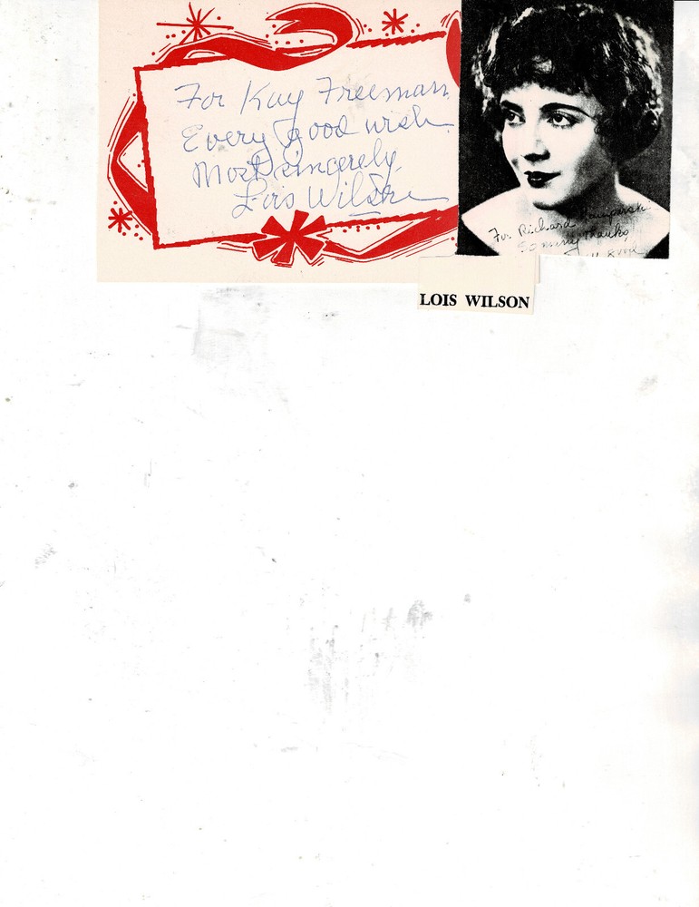 Lois Wilson Personalized Autograph on a 3x5 Card