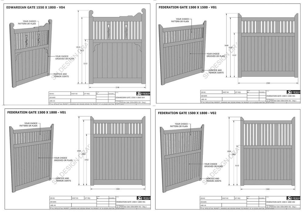 SINGLE & DOUBLE TIMBER GATE "BUILDING PLANS" - MANY SIZES - Make ur Own & Save $
