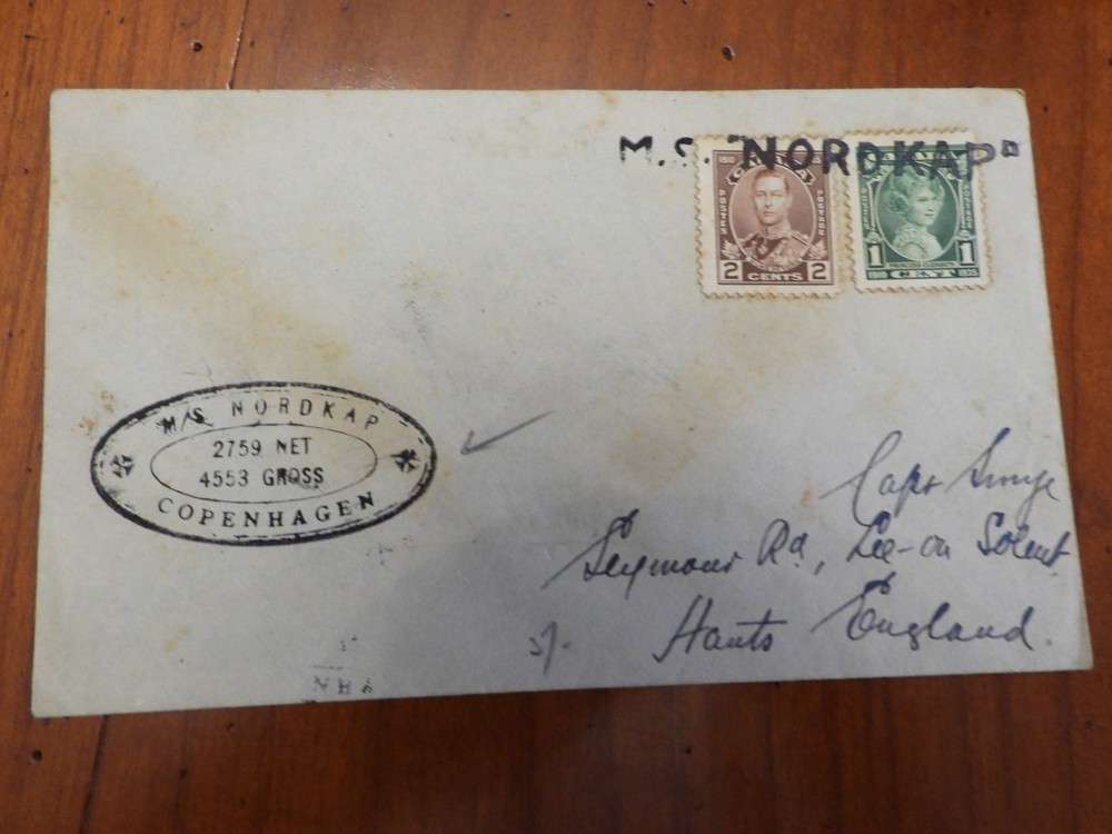 MS Nordkap Copenhagen Denmark Canada stamps