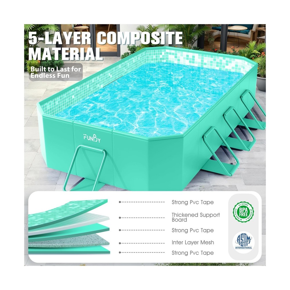 Foldable Pool, Foldable Swimming Pools, Large Folding Pools for Adults, Non-I...