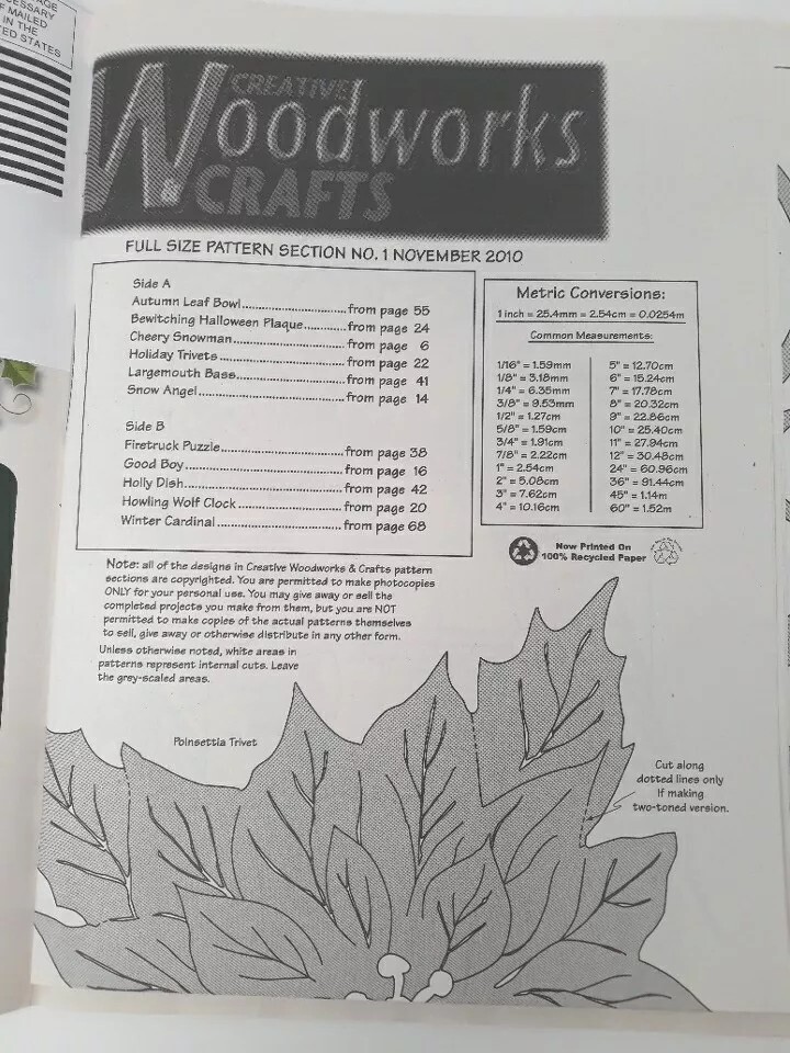 Wood Working Magazine November 2010 Creative Woodworks Crafts Pull Out Patterns