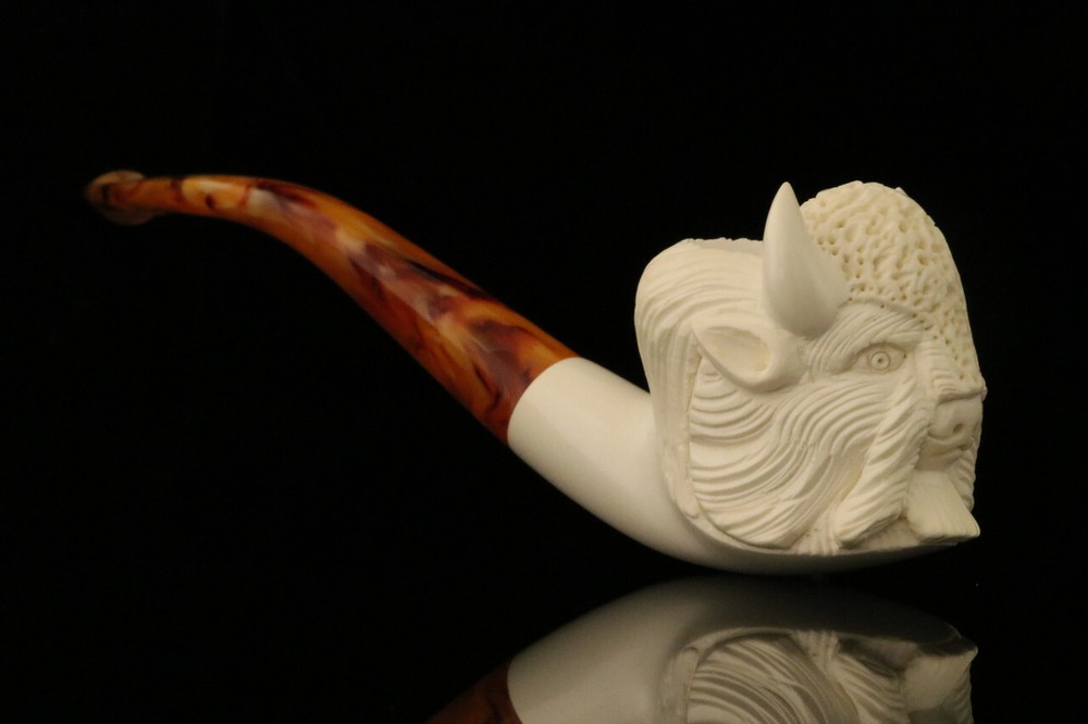 srv - Buffalo Block Meerschaum Pipe with fitted case M2192