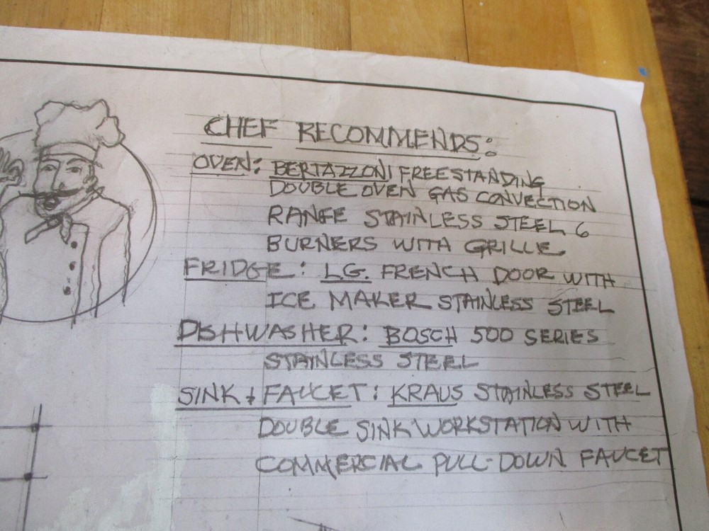A-FRAME CABIN PLANS HAND-DRAWN ARCHITECTURAL COPIES 1200 SQ FT. CHEF'S KITCHEN