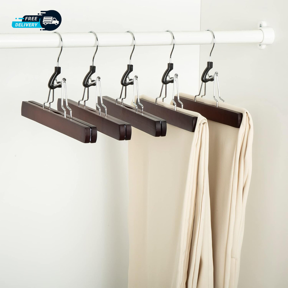 Wooden Pants Hangers - Cherry, 10-Pack