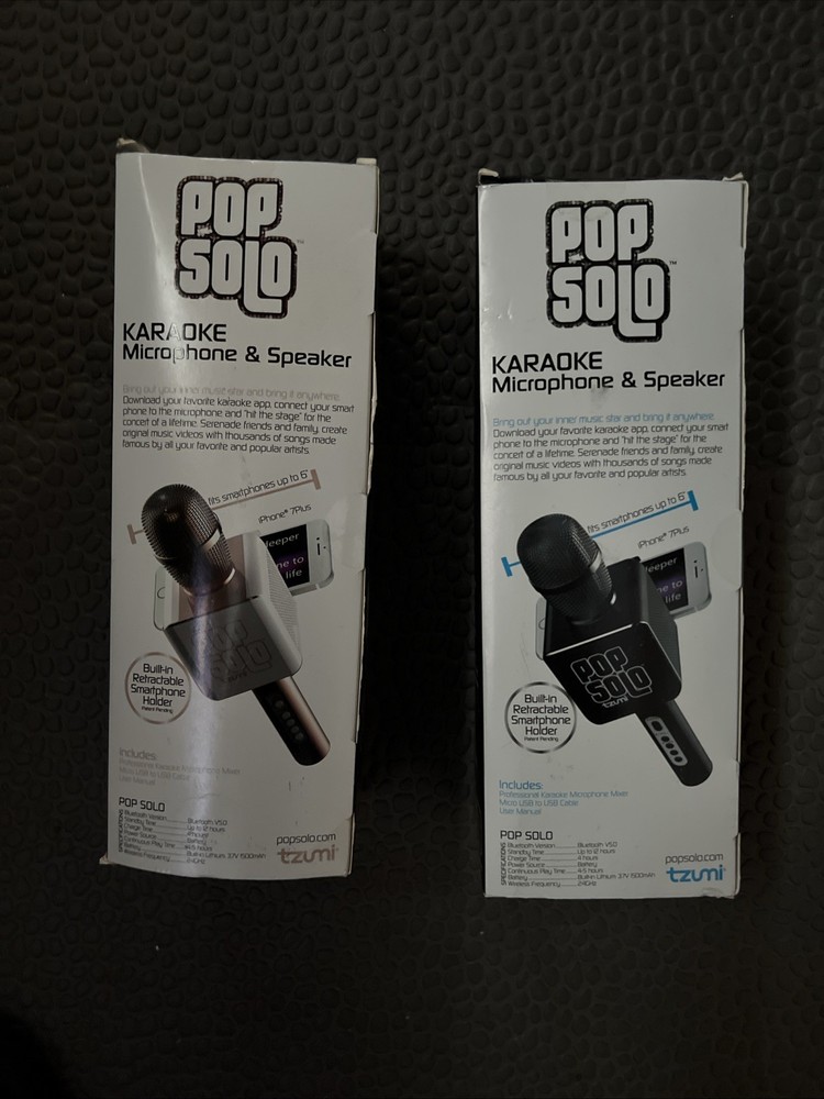 Pop Solo Bluetooth Karaoke Microphone Black And White