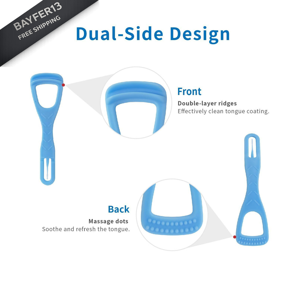 Tongue Cleaner, Scraper, Disposable, Plastic Clean Blue