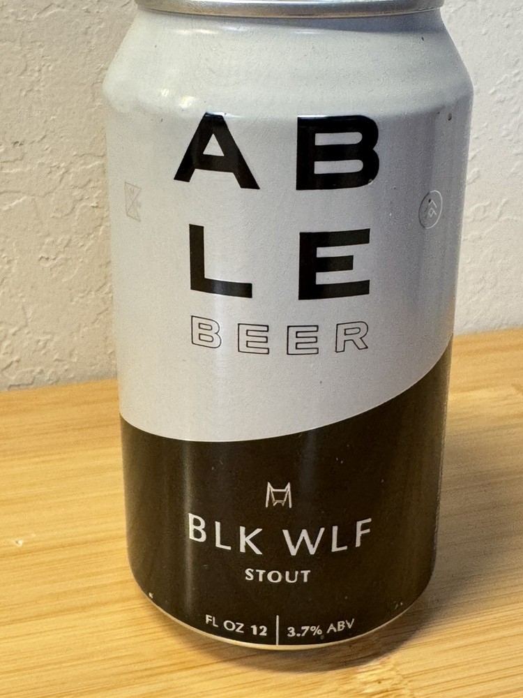 ABLE Beer BLK WLF Stout - Empty Beer Can - Bottom Opened