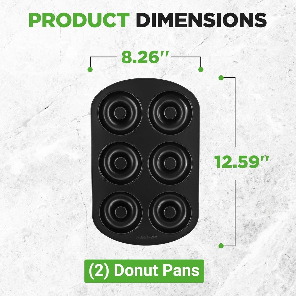 NutriChef Nonstick Donut Pans for Baking (6 Doughnut Molds) - 2 Pack