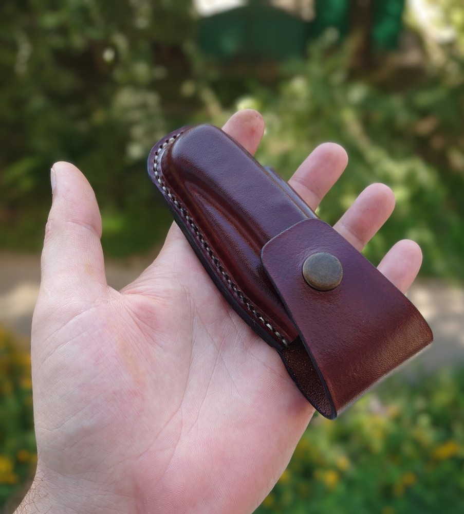 Horizontal scabard leather sheath for buck 110 Folding Hunter