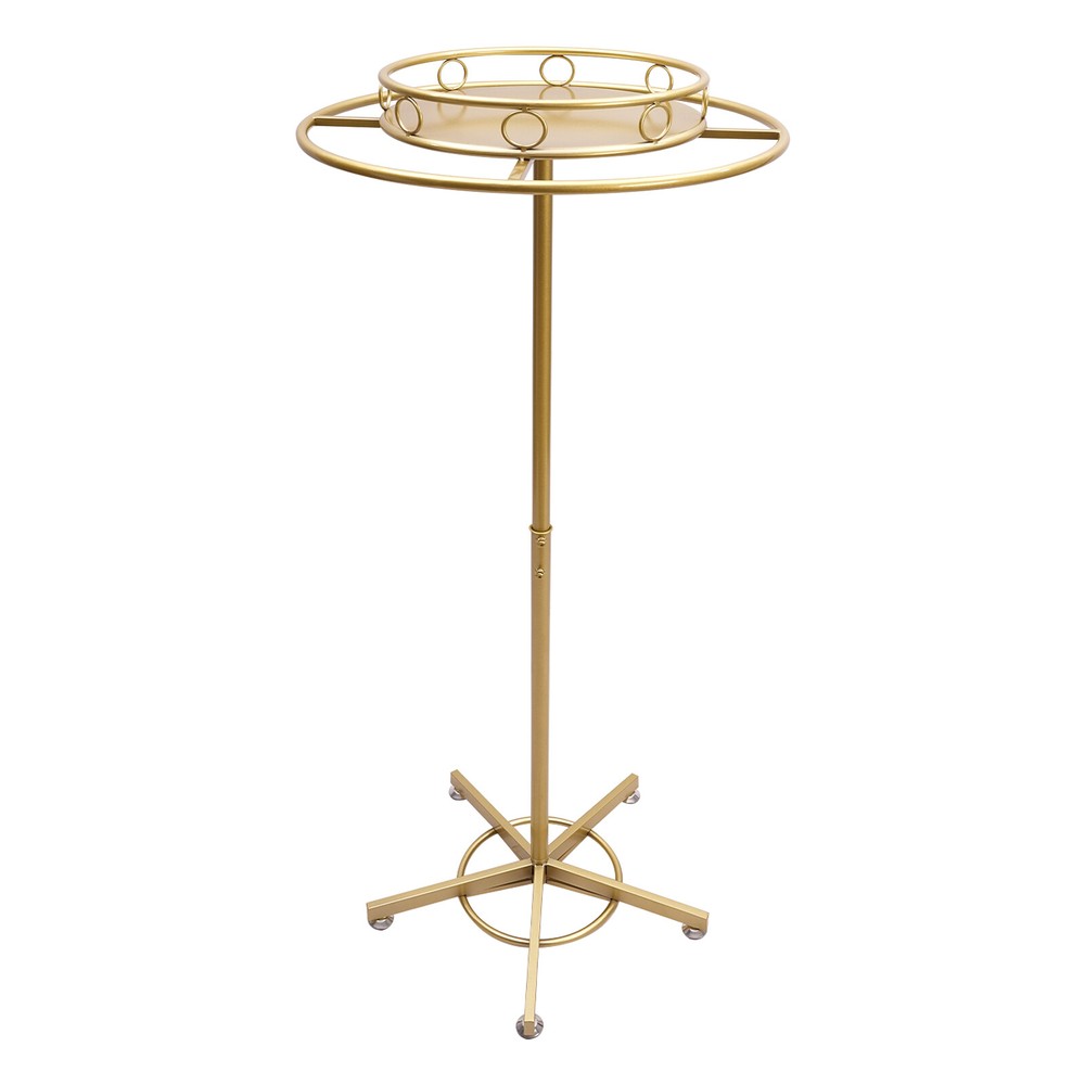 Gold Rotatable Clothing Rack - Adjustable Floor-Standing Garment Display