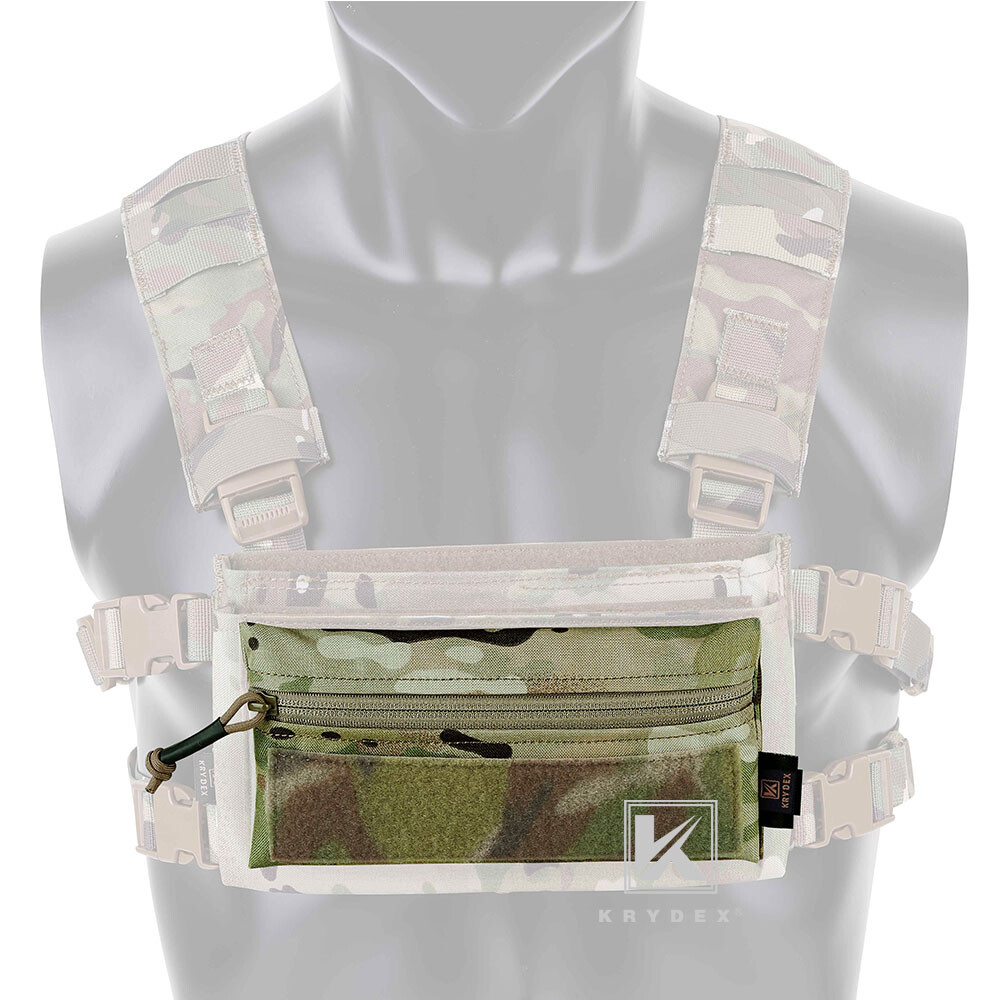 KRYDEX Tactical Front Candy Pouch Zipper Pack Hook Back for Chest Rig Multicam