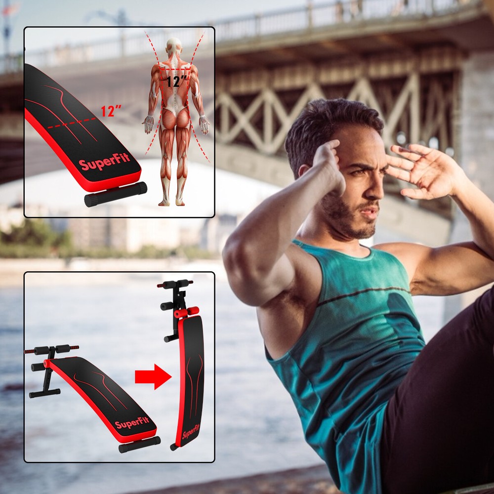 SuperFit Folding Weight Bench Adjustable Sit-up Board Workout Slant Bench Red