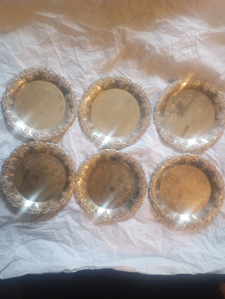 Vintage Studio Silversmiths Set Of 6 Silver Plated Beverage Coasters