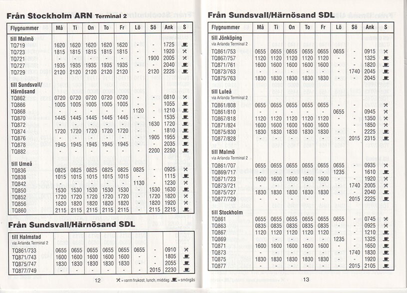 Transwede timetable 1994/03/28