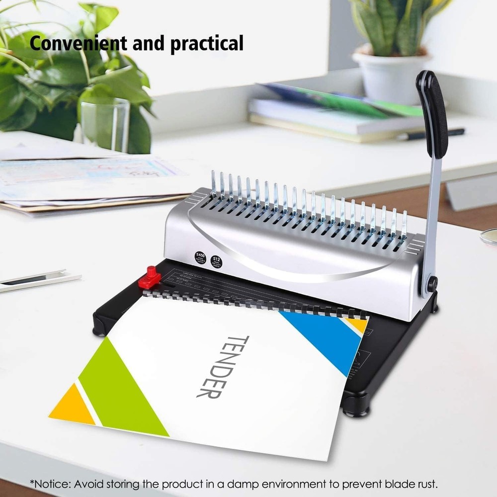 MAKEASY Binding Machine, 21-Hole, 450 Sheets, Comb Binding Machines with 1 Bo...