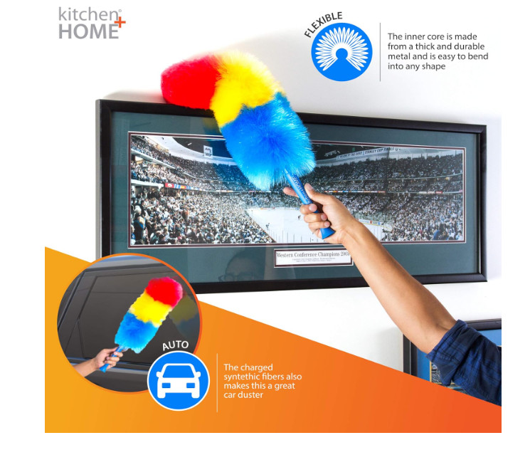 Kitchen + Home 23” inch Rainbow Static Duster - Electrostatic Feather Duster....