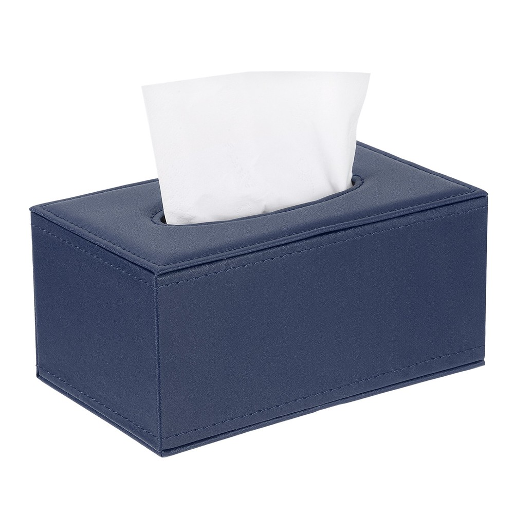Tissue Box Cover with Magnetic Bottom (Dark Blue, 7.9"x4.7"x3.7" )