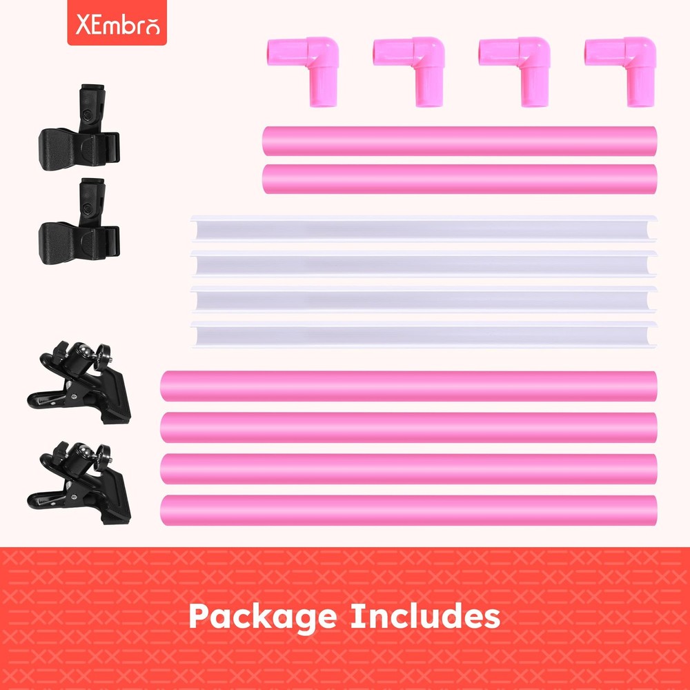 XEmbro Large Embroidery Scroll Frame, Adjustable Cross Stitch Pink