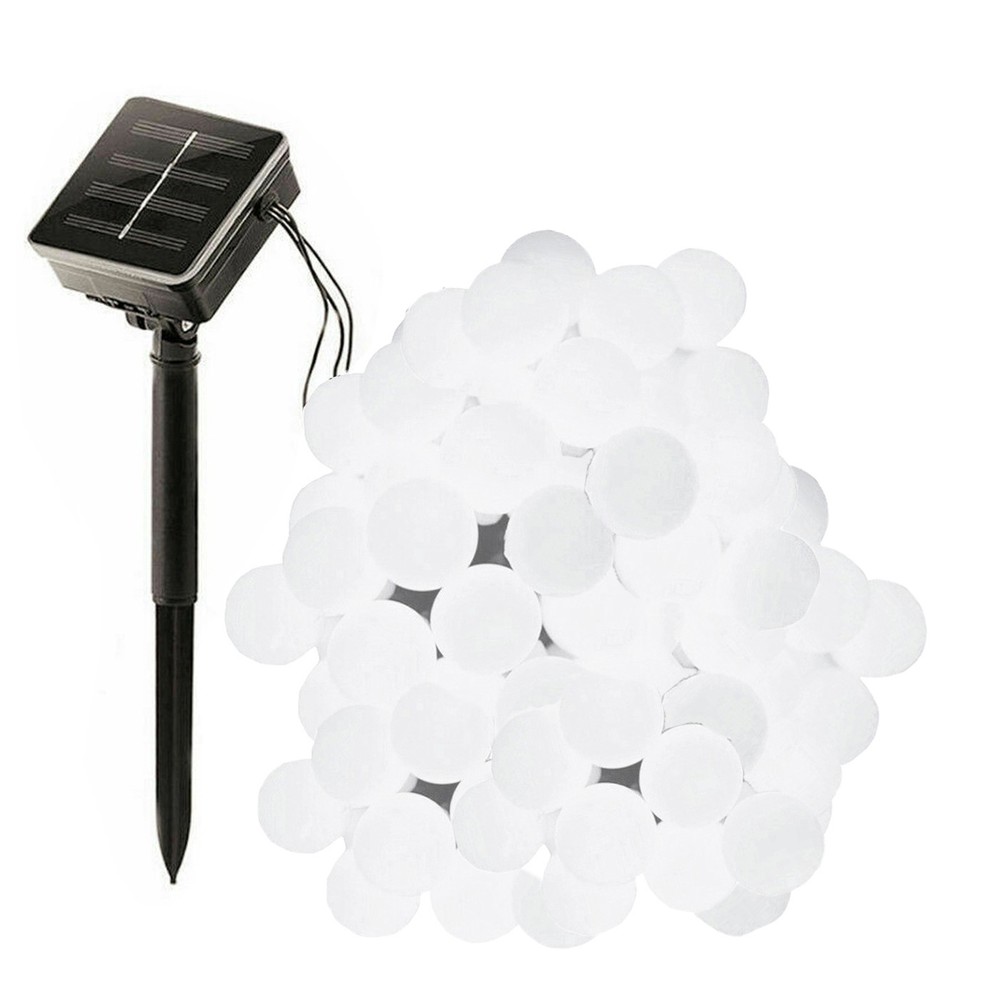 33FT Outdoor Solar Globe String Lights Ball Light 100LED White 8 Working Modes