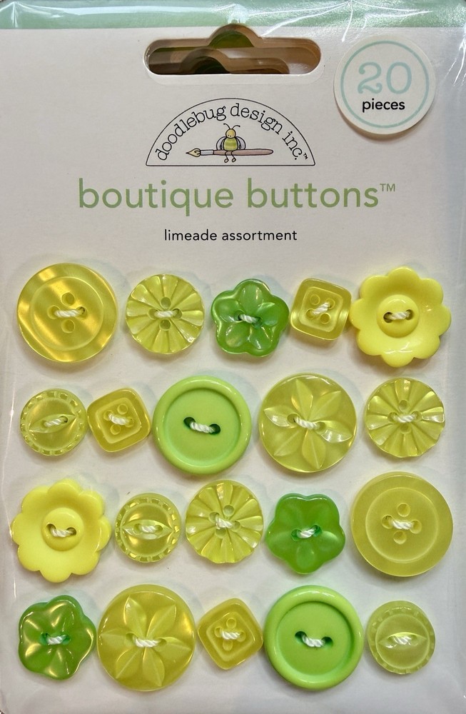 Doodlebug Boutique Buttons Limeade Assortment