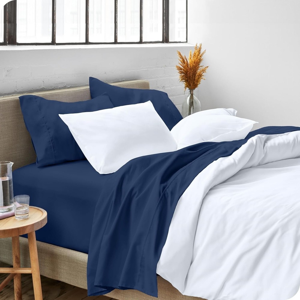 Ultra-Soft Dark Blue Full Sheet Set - Deep Pocket & All-around Elastic Bedding