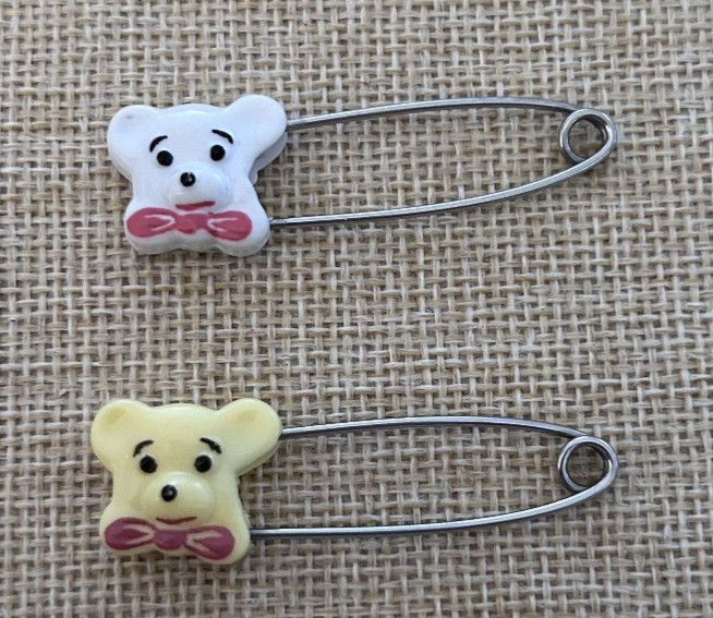 vintage diaper pins bear/ dog large