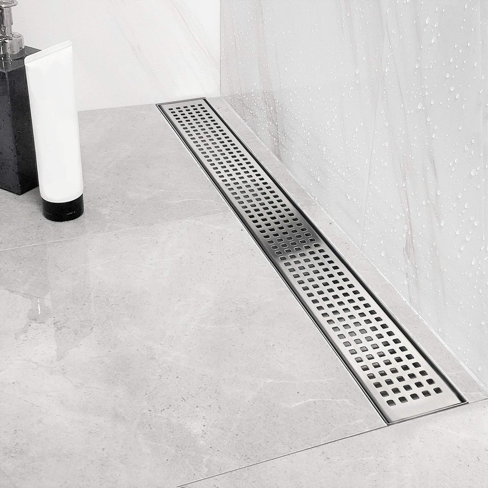 Neodrain 36-Inch Offset Side Outlet Linear Shower Drain with Quadrato Pattern