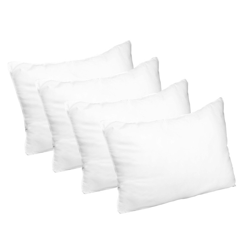 Solid Microfiber Medium Density Pillow Set of 4 Sleep Comfort Head Neck Support