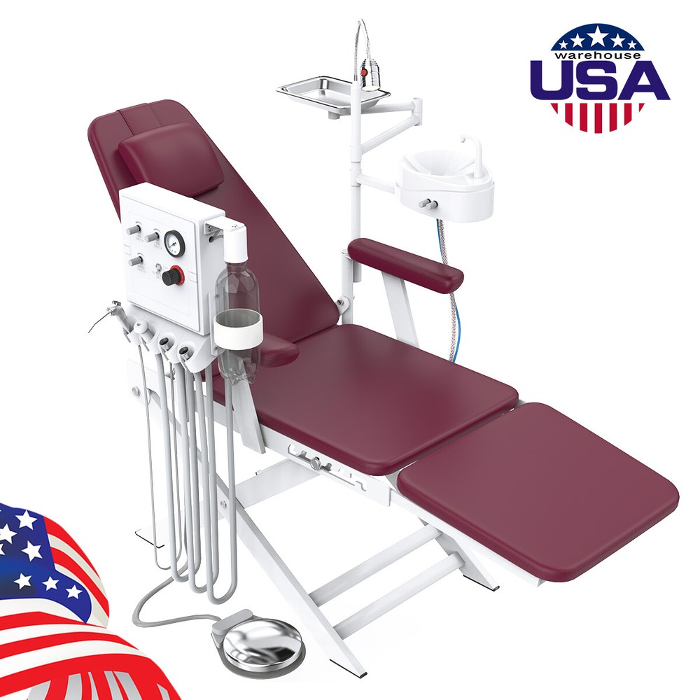 Portable Dental Delivery Unit Suction System Rolling Case Air Compressor /Chair