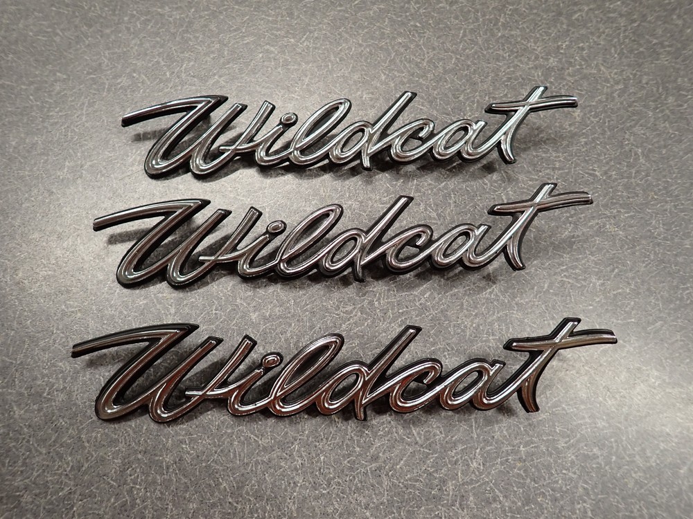 1965 Buick Wildcat Rear Quarter / Trunk Script Emblems 65 "Wildcat" Monogram (3)
