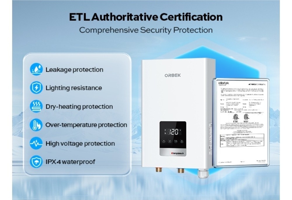 14kW Tankless Water Heater Electric, ORBEK 240 Volt On Demand Instant Hot Wat...