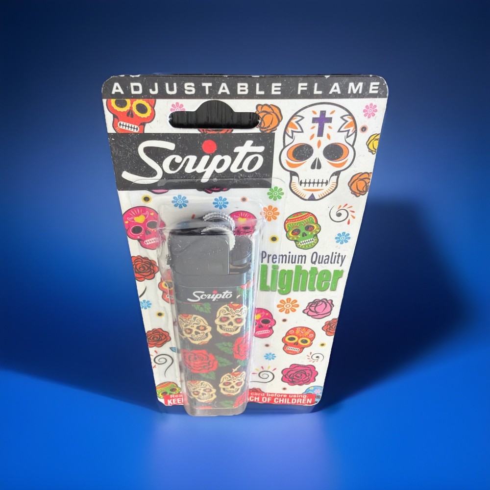 Scripto Premium Quality Lighter *Colorful Skull Design* (Adjustable Flame)