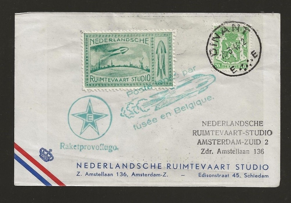 1946 BELGIUM rocket mail card - DINANT - EZ 10C1