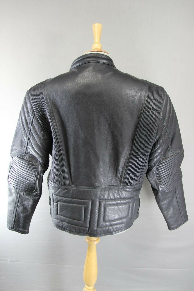 CLASSIC BLACK DYNAMIC LEATHERS COWHIDE BIKER JACKET SIZE 16