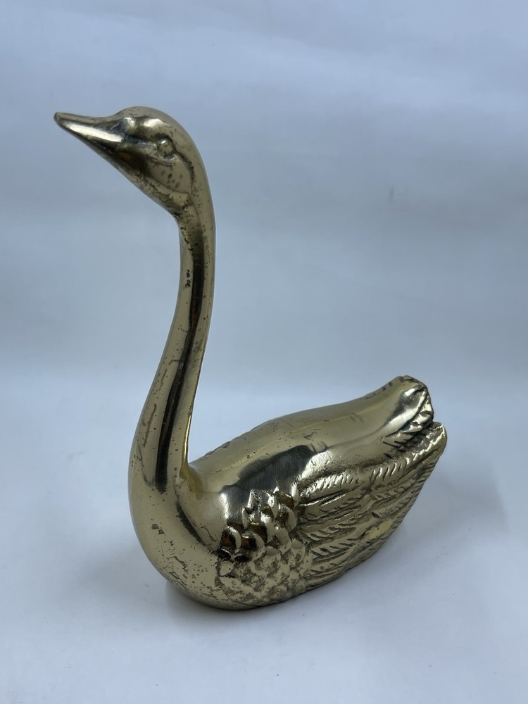 Vintage Solid Brass Swan Long Neck Figurine