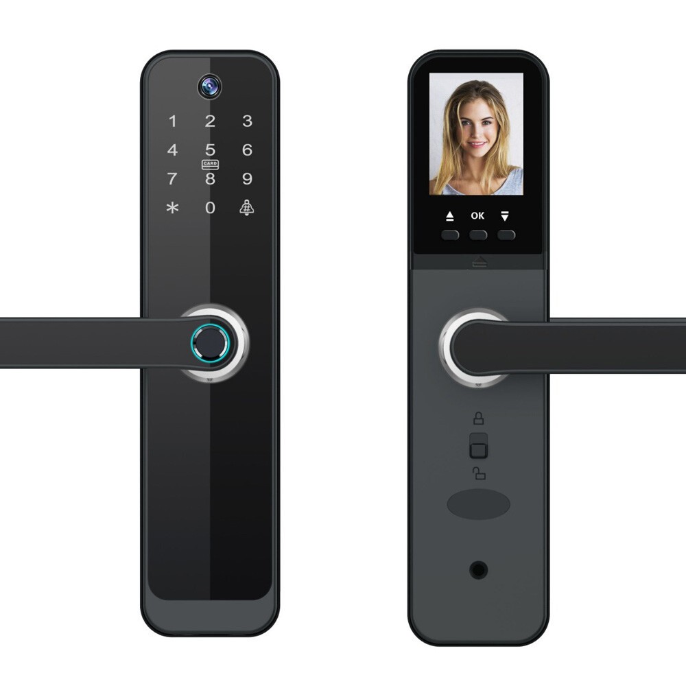 Face Recognition Tuya Wifi Smart Door Lock Visual Intercom Fingerprint