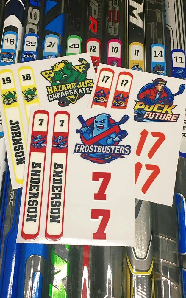 Personalized Hockey Stickers Bundle | Custom Stick, Numbers, and Logo Decals