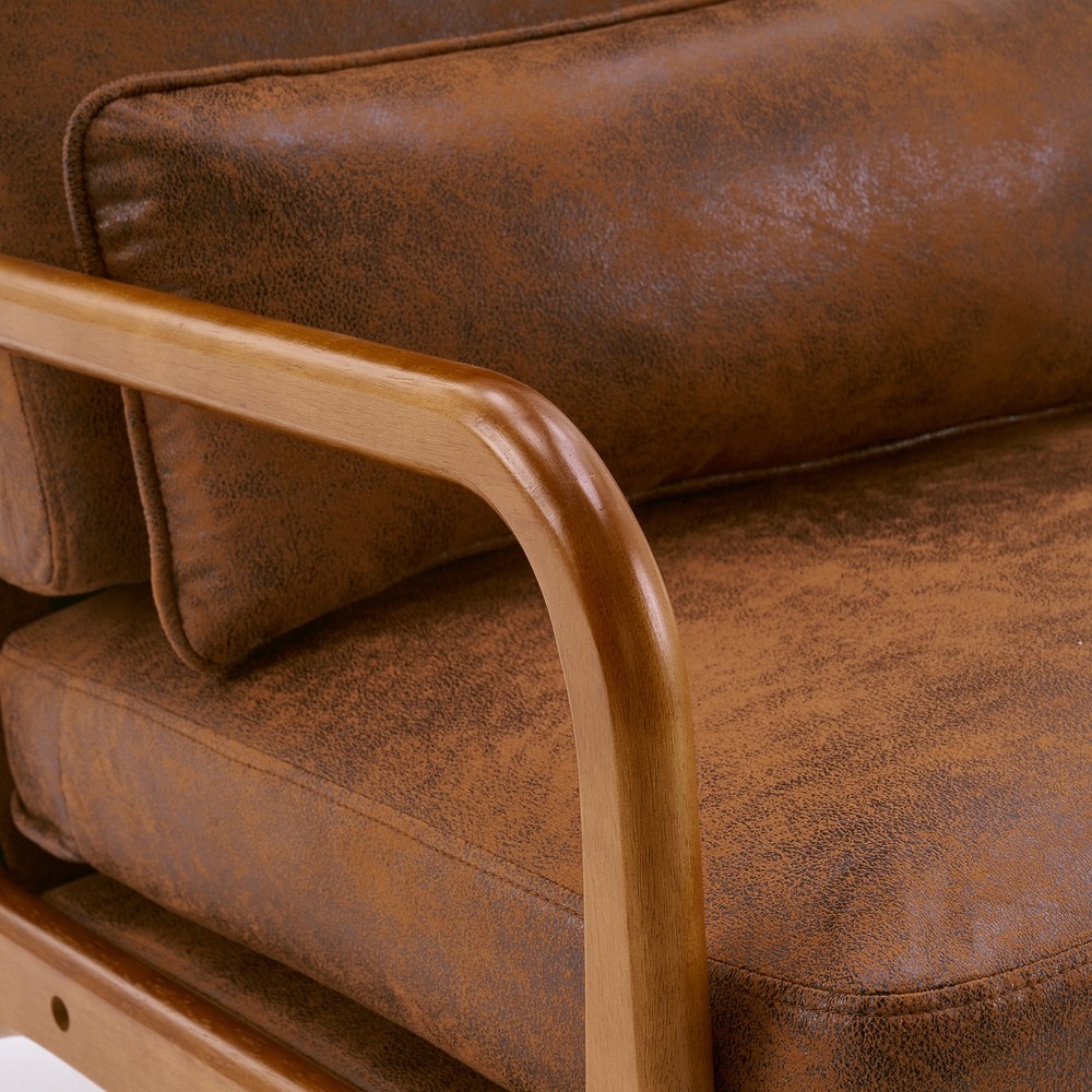 High Back Solid Wood Armrest Backrest Iron Frame Bronzing Cloth Leisure Chair