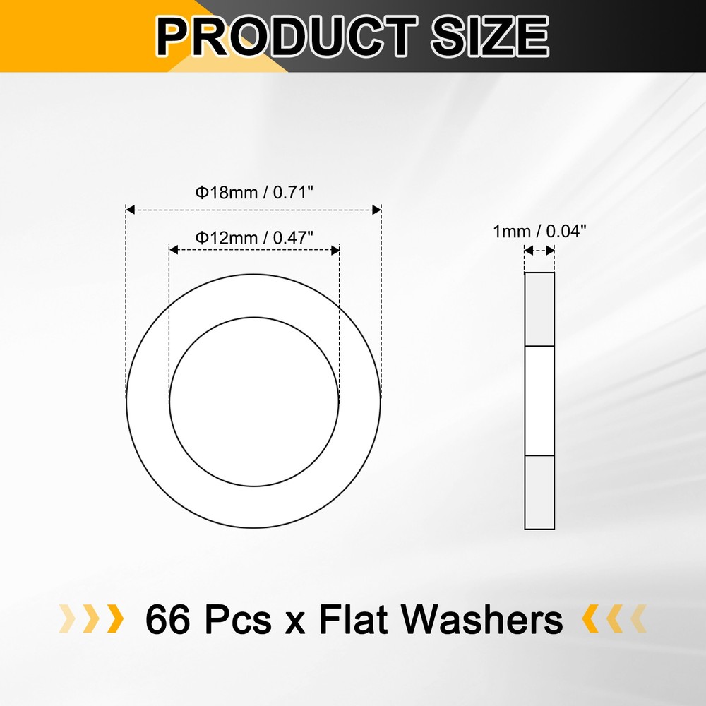 66pcs Copper Flat Washers M12x18x1mm Sealing Ring Plug Gaskets