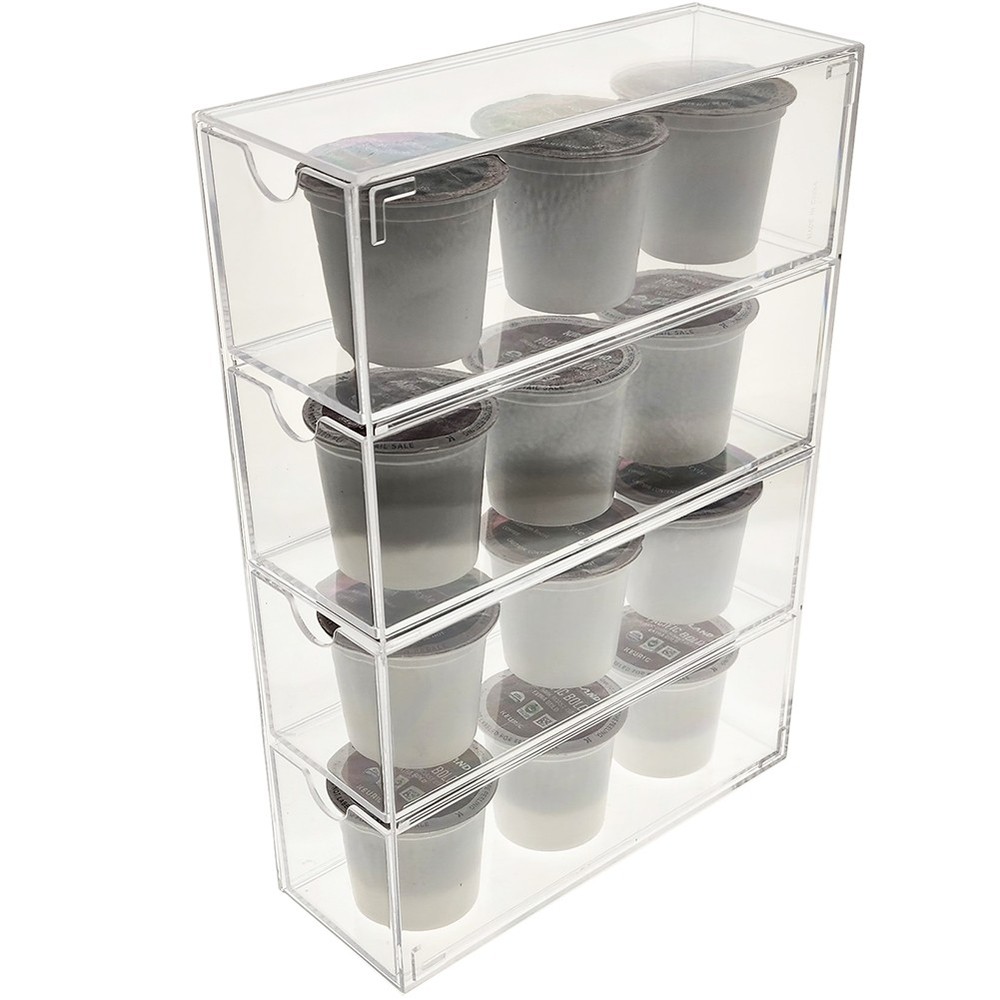 Stackable Acrylic K-Cup Coffee Pod Drawer Display Case - Vertical or Horizontal