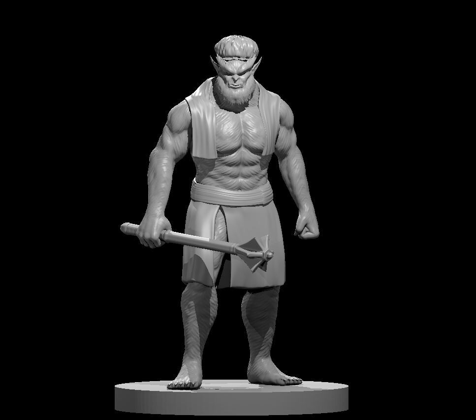 Bugbear Barbarian V3 On Spa Day Fighter Warrior 28mm Scale DND D&D Tabletop Mini