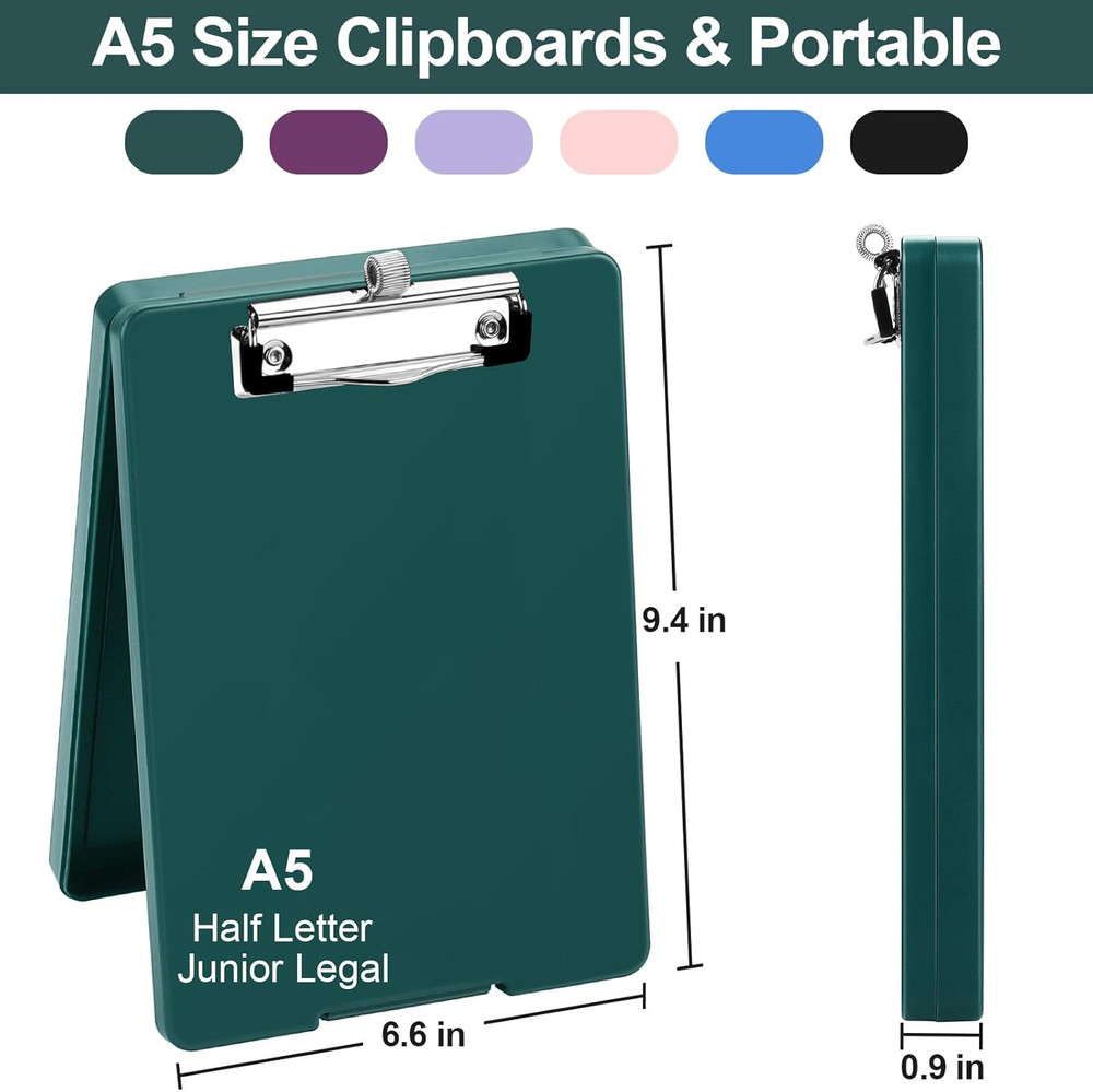 Small Clipboard with Storage, A5 Clipboards with Pen Holder, Mini Plastic Cli...