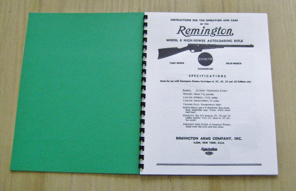 Remington Model 8 Autoloading Rifle Manual - #85