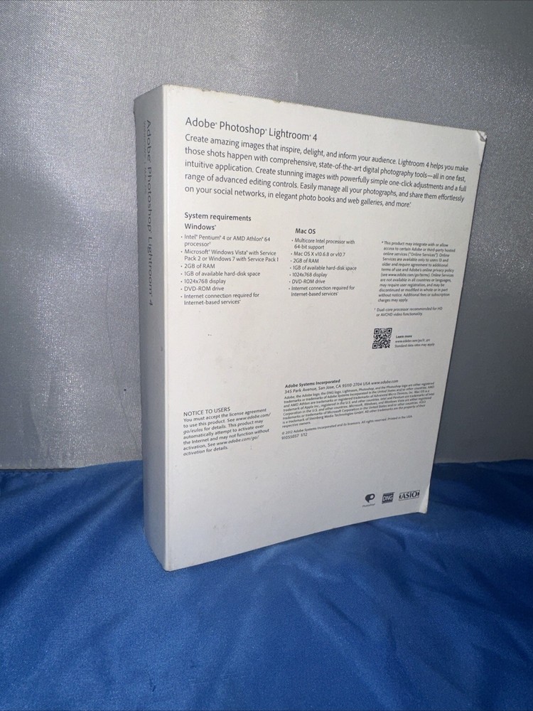 Adobe Photoshop Lightroom 4 Software CD w Serial Number (2012)