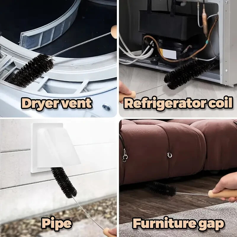 Dryer Vent Handheld Flexible Cleaner With Wood Handle