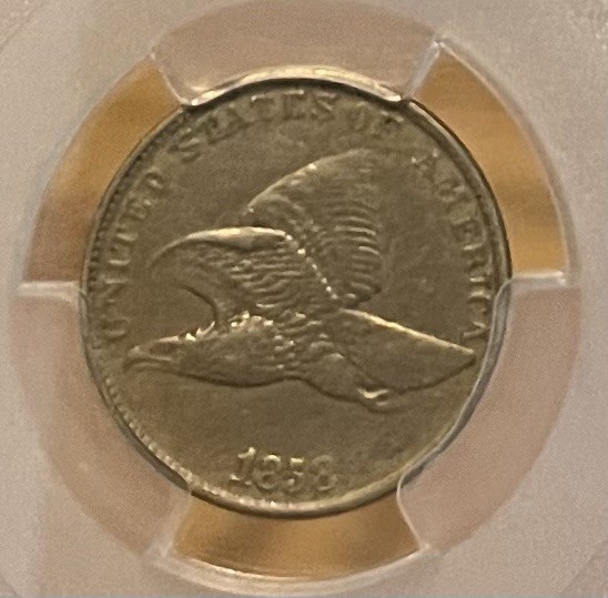 1858/(7) PCGS XF Detail Weak Flying Eagle Cent