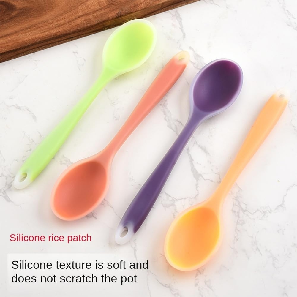 2 Pcs Silicone Dinner Spoon, Multi-purpose Surrounding Transparent Design Sof...