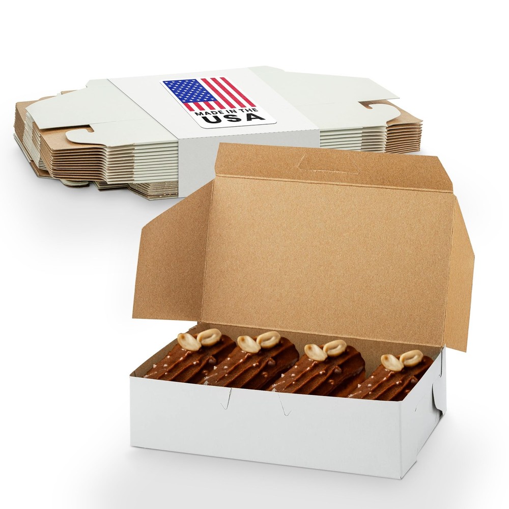 White Eclair Donut Box 6.25" x 3.75" x 2.20" - Disposable Bakery Boxes No-Win...