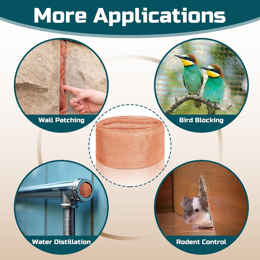 Copper Mesh Rodent Control, 5in X 30ft Rustproof Pure Copper Mesh Roll for Slug
