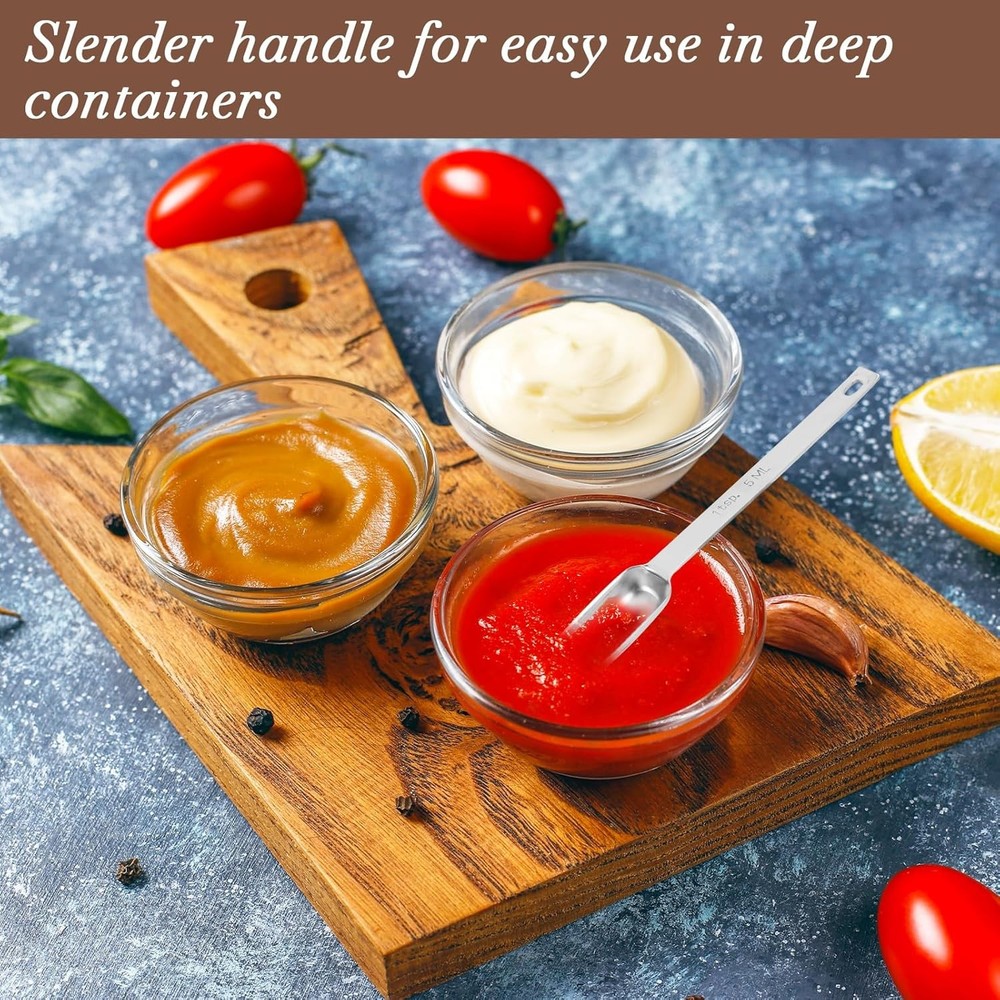 Stainless Steel Measuring Spoons Set - 2 Pcs 1 Teaspoon 5 ML Rectangular